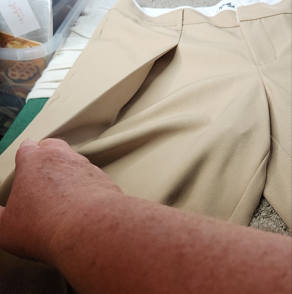 Women's Mid-Rise Wide Leg Contrast Waistband Trousers Future Collective Khaki XL - Picture 10 of 16